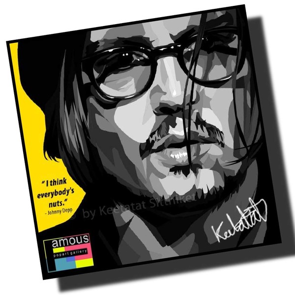 Johnny Depp Design A Overseas Graphic Art Panel Wooden Wall Hanging Poster Decor (26*26cm Art Panel Only)