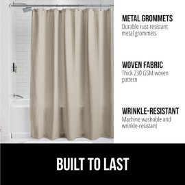 GORILLA GRIP Waffle Shower Curtain, Thick Weighted Fabric, Wrinkle and Rust Resistant, Classic Hotel Quality Design, Heavy Duty Long Curtains for Bathroom Showers, Bath Tubs, Machine Wash, 72x72 Beige