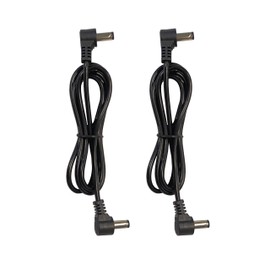 AWEHIRU (2) Pack 3 Foot Right Angle DC Power 5.5mm x 2.1mm Patch Cables Wire Male to Male