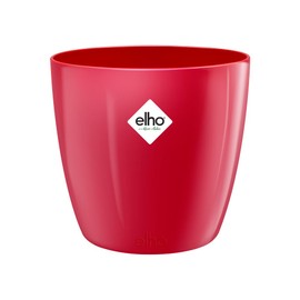 elho Brussels Diamond Round 18 - Flower Pot Indoor - 100% Recycled Plastic - Ø 18.1 x H 16.2 cm - Red/Lovely Red
