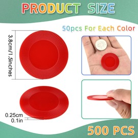Coopay 500 Pieces 1.5 Inch Plastic Poker Chips 10 Colors Poker Card Game Chips Bulk Learning Counters Disks Bingo Chip Counting Markers for Math Practice, Game Tokens and Teaching Rewards, 38 mm