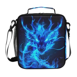 UMIRIKO Kids Lunch Box Blue Flame Dragon Loong Cooler Insulated for Boys and Girls, Lunch Bag with Shoulder Strap for School, Picnic Meal 20856139