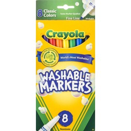 Crayola Ultra-Clean Washable Markers, Color Max, Fine Line Classic Colors 8 Ea (Pack of 24)