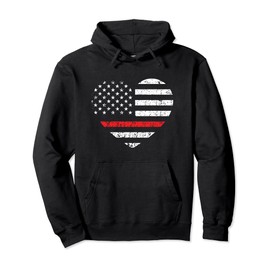 Thin Red Line Firefighter Support Heart Flag Hoodie