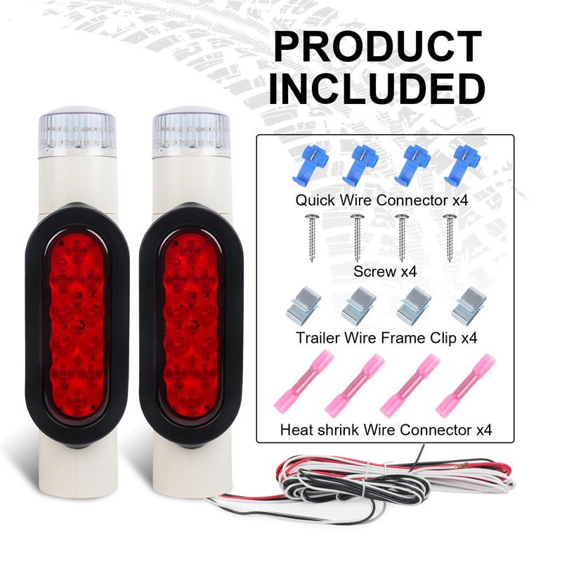WUSHIXAN 2Pcs Boat Trailer Guide on Post Pipe Light Set,