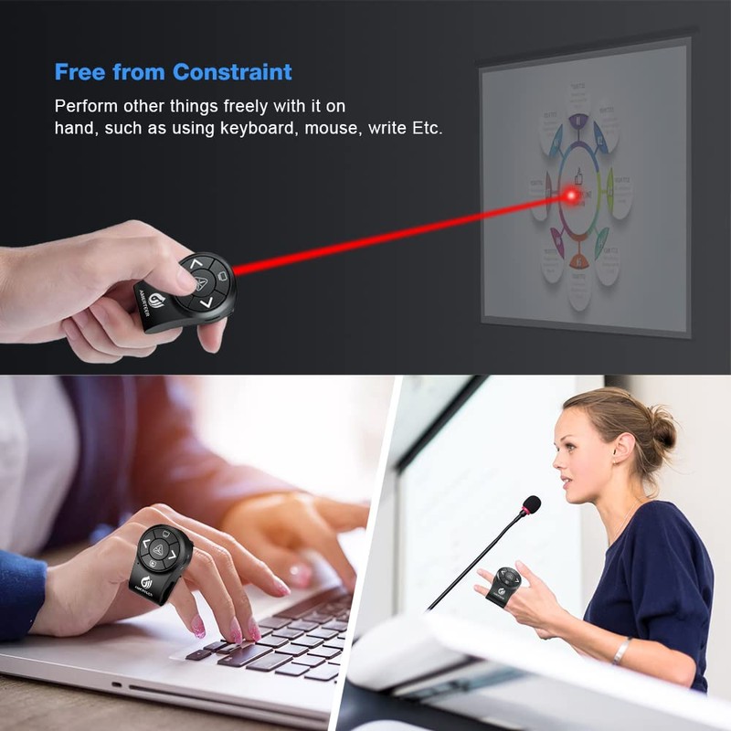 AMERTEER Wireless Presentation clicker for PowerPoint Presentations, RF 2.4GHz Finger