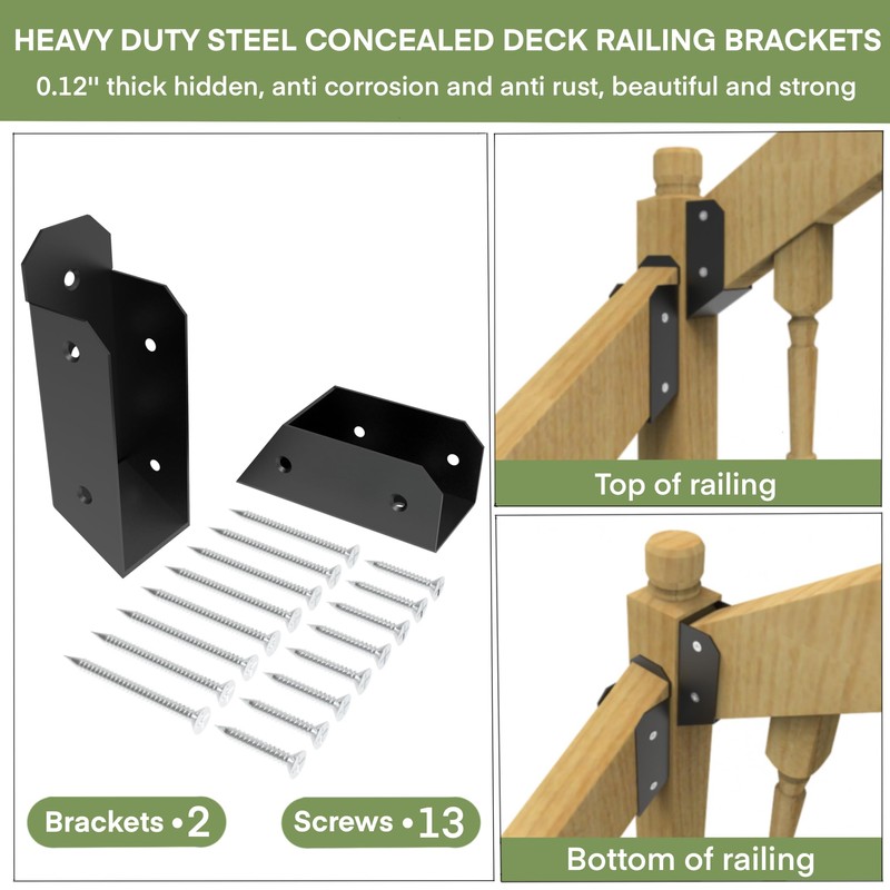 2 Pair 30°Stairs Railing Stainless Steel Deck Bracket Connector for