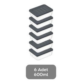 IDOBY Stackable Food Storage Containers, Storage Container Set, Freezer Compartment & Fridge Organiser with Lid, Frost-proof up to -25 °C, Reusable Food Boxes (6 x 600)