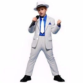 BAURGHOP Kids Dance Star Costume for Boys 80s 90s Hop Stage Outfit for Cosplay Party (8-9 Years)