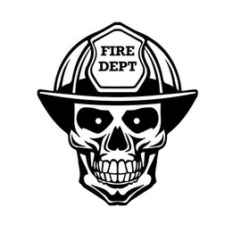 Firefighter Skull Emergency Rescue Decal Sticker for Truck Car SUV Window Bumper Fire Fighter Fire Department (Black)