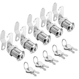 Cam Locks Cabinet Locks Keyed Alike,1-1/8Inch Cylinder Fits on 0.9Inch Max Panel Thickness,Secure Drawer RV Camper Storage,Zinc Alloy(1-1/8Inch 5Pcs)