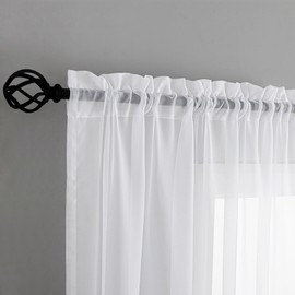 Extra Wide Sheer Curtains White 84 Inches Long, Window Treatments Rod Pocket Volie Drapes for Living Room/Bedroom, 108 IN Width Semi Outdoor Curtain Panels for Patio, Lawn, Garden, 108"x 84", 2 Panels