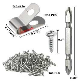 BESTEEL Upgraded 200 Pcs T304 Stainless Steel Wire Clips Cord Clamp Agricultural Fencing Fence Wire Clamps for 4, 6, 8, and 10-16 Gauge Wire Fencing Livestock Fencing clips for Wood, Metal or Vinyl