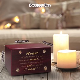 Ompinda Pet Urn Box, Wooden Pet Ashes Keepsake Box, Pet Loss Memorial Remembrance Gift for Dog or Cat