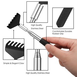3 Pack Different Back Scratcher Gift Set,Portable Extendable Stainless Steel Telescoping Massage Tool,Stocking Stuffers for Men Women