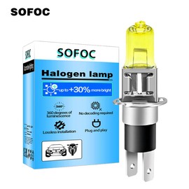 SOFOC -H3C Automotive Fog Light Additional Headlight Strong Penetration 12V 100W PK22D Light Yellow 4000K Pack of 2