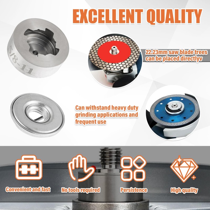 JAMHER 5/8''-11 Thread Adapter with 2Pcs 5/8''-11 Flange Lock Nut