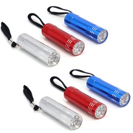 D.A.Y. Republic 6 Pack LED Flashlight Mini Torch, 80mm Small Torches, Colourful Torches, Ideal for Camping, Hiking, Outdoor Parties, Lightweight, Keep for Emergencies and Power Cuts (6 Torches)