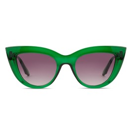 Freckles Mark Vintage Retro Cateye Sunglasses for Women Bold Colorful Cat Eye UV400 Protection (Clear Green, 65)