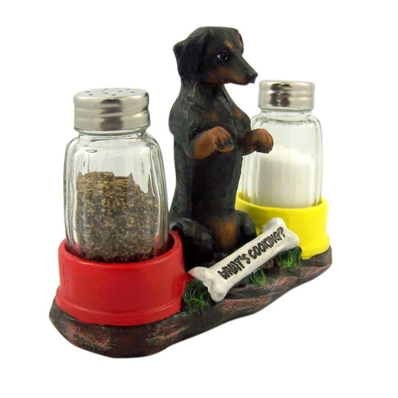 Dachshund Delight Salt & Pepper Shaker Holder, Hot and Spicy