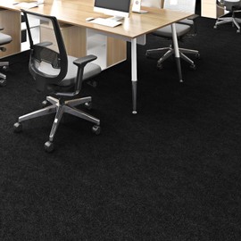 Livelynine 32pcs Carpet Tiles Black Carpet Squares with Padding Attached Washable Rug Tiles Anti Slip Commercial Indoor Non Slip Carpet Floor Tiles for Bedroom Padded Kitchen Flooring 11.8x11.8