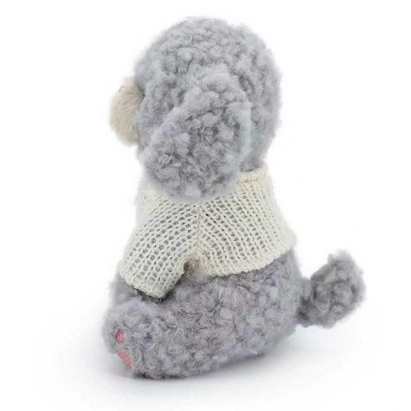 JamieCare 10'' Plush Dog Stuffed Animal with Knitted Sweater, Gray
