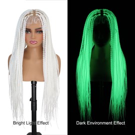 Orgwigs White Glow in the Dark Knotless Box Braided Wig 32 Inch Full Lace