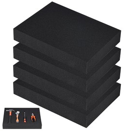 GJLGTSS 4PCS Black Polyurethane Foam Sheets, Customizable Foam Inserts,16x12x2 Inch Thick Foam Inserts for Cases, Packing Foam Pads for Packing and Craft,Camera Storage,DIY Projects, GJLG0010