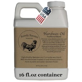Traditional Hard Wax Oil - Durable Satin Finish with Mineral Oil, Hard Wax, and Linseed Oil for a Beautiful protective Wood Finish. Ideal for bare wood, furniture and more.-USA Made (16 fl.oz)