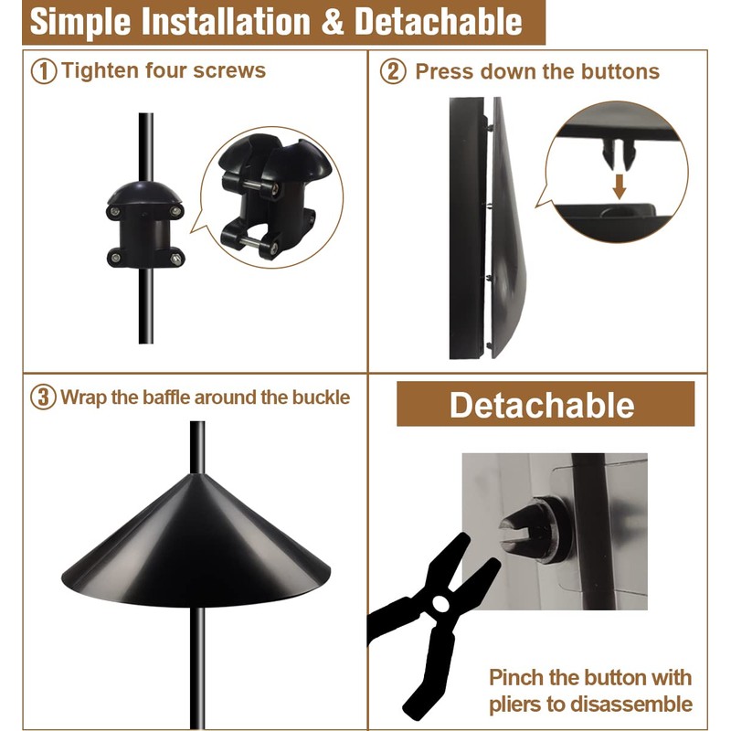 Garbuildman Squirrel Baffle for Bird Feeder Pole, Outside Pole Mount