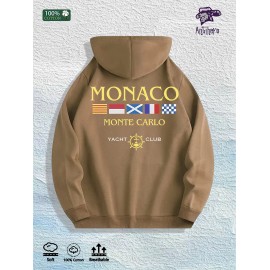 Monaco Yacht Club Graphic Hoodie 100% Cotton US Warehouse 7 ColorsColor: Khaki, Size: Xl