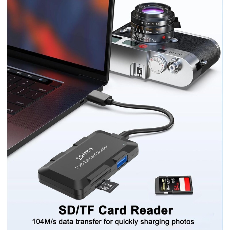 5 in 1 USB Hub with SD/TF Card Reader, USB