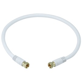Monoprice RG6 Quad Shield CL2 Coaxial Cable with F Type Connector, 1.5ft, White