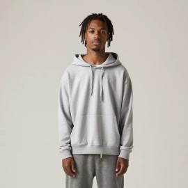 Premium Drop Shoulder Pure Cotton Terry Hooded Top Fashion Casual Essential Men's Custom Designer Oversized HoodieColor: Gray, Size: 2 XL