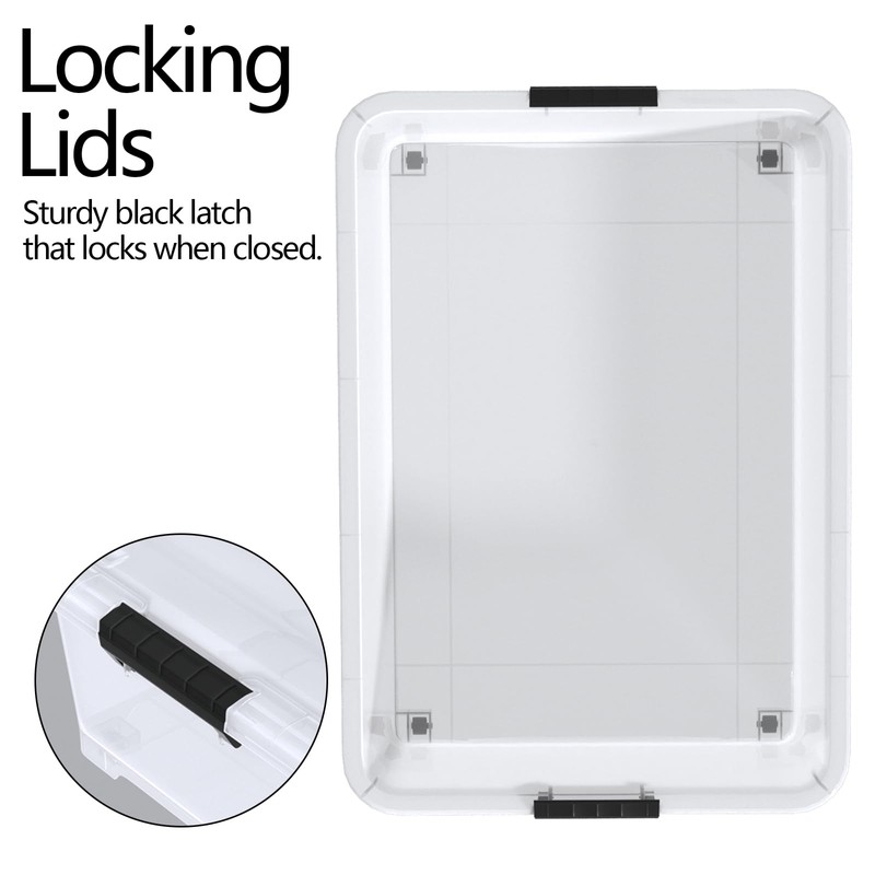 Parlynies 50 Quart Large Under Bed Storage Box, Clear Plastic