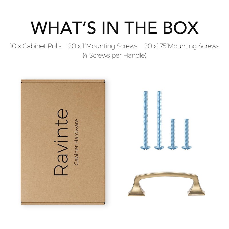 Ravinte 10 Pack Solid 3" Square Foot Arch Pulls Kitchen