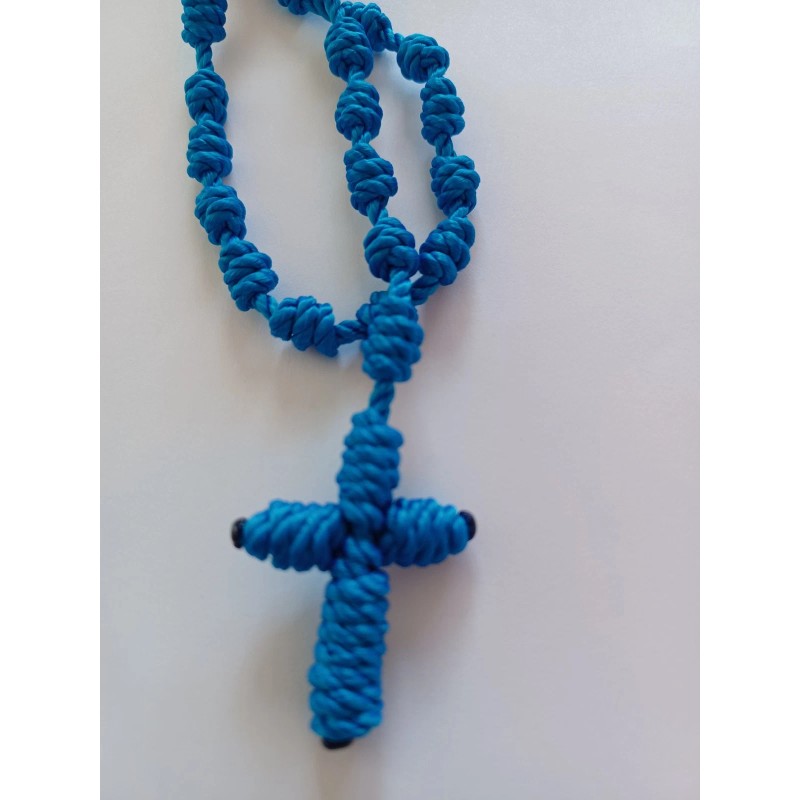 Nylon Rosary Knotted cord Blue