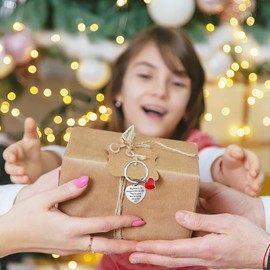 JustYit Keyring for Teacher Keyring Silver Colleague Leaving Gift Keyring Thank You Gifts for Teacher (4 Keyrings + 4Boxed), silver