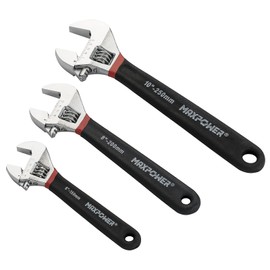 MAXPOWER 3PCS Adjustable Wrench Set, 6-Inch 8-Inch 10-Inch Adjustable Shifter Movable Spanner with Double Dipping Handle, Metric/SAE