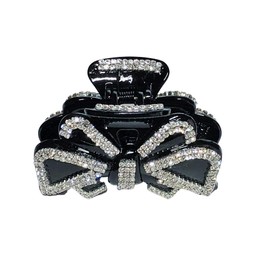 RINKALAND Hair Claw That Holds Firmly, Large, Large, Rhinestones, Glamorous Hair Clip, Glitter, Adult, Cute, Hair Clip, Ribbon Shape, Large Size