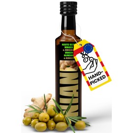 NIAN® Olive Oil Ginger Oil [THE OLIVE OIL OF STAR CHEEFS] – Arbequina Olives of the Latest Harvest – Olive Oil for Gourmet Kitchen at Home – Olives Pressed with Ginger (Bird-Safe Harvest)