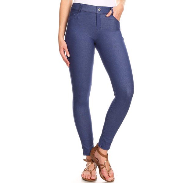 YELETE - Pantalones cortos de bermudas clásicos ultra suaves para mujer, Long Denim Blue, L