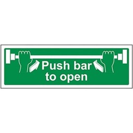V Safety Push Bar To Open Door Sign - 300mm x 100mm - 1mm Rigid Plastic