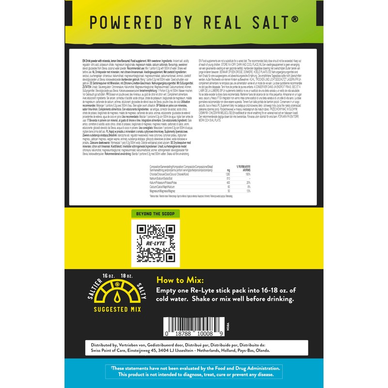 REDMOND Re-Lyte Electrolyte Drink Powder Mix (Lemon Lime), 30 Stick