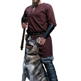 Leonardo Carbone® Viking Tunic Erwin - Medieval Clothing Men's Medieval Shirt, Casual Shirts Long Sleeves, Carnival Costume Men, Viking Tunic, LARP Clothing - 100% Cotton, dark brown