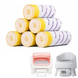 120 Count Litter Bags Compatible with Autoscooper 11/12 and Open-Top Self-Cleaning Cat Litter Box, 6 Rolls Cat Litter Waste Receptacles Bags