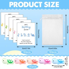 50 Sets You're Turtley Awesome Inspirational Gift 50 Luminous Mini Resin Turtles 50 Turtle Greeting Cards and 50 Organza Bags for Staff Coworkers Employee Appreciation Pocket Favors