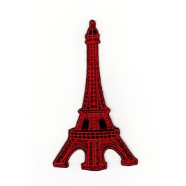 Eiffel Tower Red Paris France Sew-On Sew-On Patch Iron-On Patch for Clothes Embroidered Iron-On Patch Applique Patch Size 5.8 x 10.4 cm