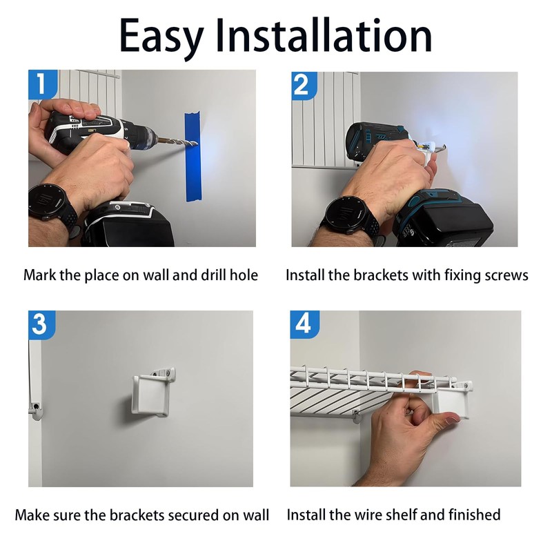 8 Pack Wire Shelf End Brackets,Heavy Duty White Plastic Closet