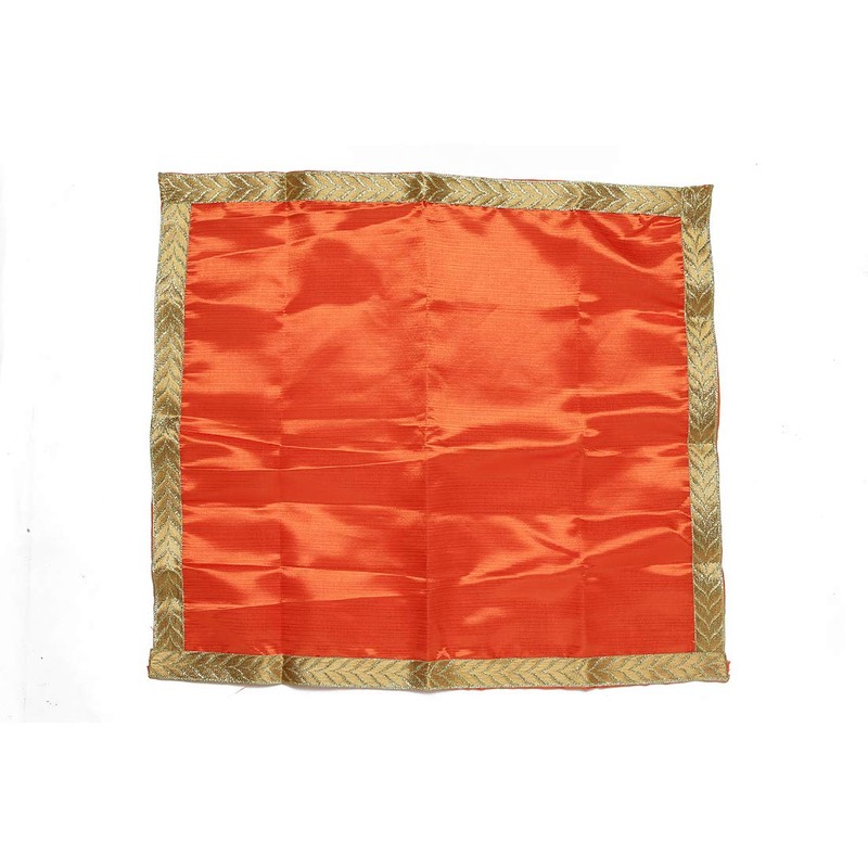 Aditri Creation 4枚セット 装飾プージャクロス レッドグリーンイエロー&オレンジラージプージャクロスマットAasan 4個セット (サイズ:-20インチX22インチ)多目的フェスティバルデコレーションアイテム&アーティクルプージャデコレーションクロス 20"X22"